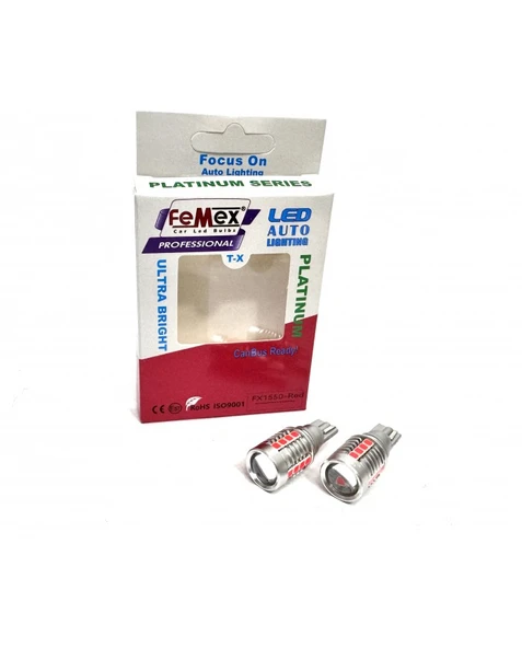 FEMEX Platinum Mercekli Kırmızı T15 W16W 3035 Chip 18smd 10W Led Ampul FEMEX ürün görseli 1