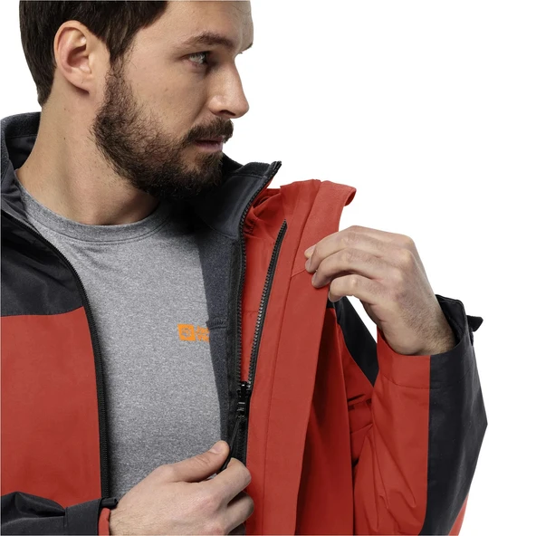 Jack Wolfskin Taubenberg 3IN1 Jacket Mont Kırmızı - Resim 4