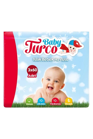 Baby Turco Bebek Islak Mendil 3x60 Adet 1 Adet ürün görseli 1