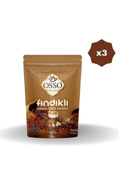 OSSO KAHVE OSSO OSMANLI FINDIKLI DİBEK KAHVESİ 200 GR - (3 ADET) ürün görseli 1