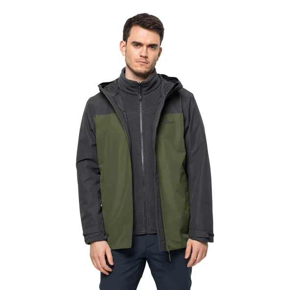 Jack Wolfskin Taubenberg 3IN1 Jacket Mont Yeşil - Resim 4
