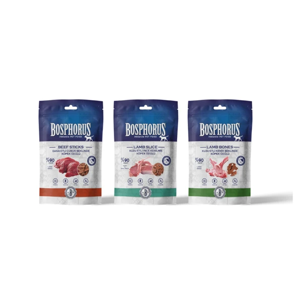 Küçük Irklar için kuzu etli + Büyük Irklar için Kuzu Etli + Dana Etli Köpek Ödülü 80 gr x 3 Adet ürün görseli 1
