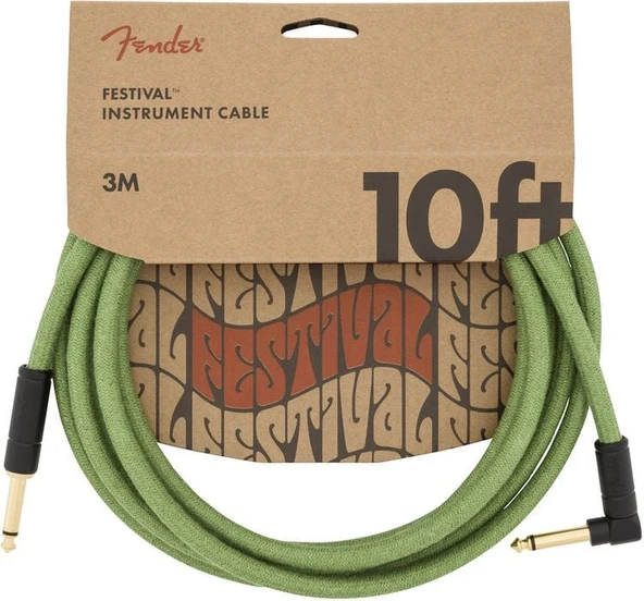 Fender Festival Düz/L Uçlu 3 Metre Pure Hemp Yeşil Enstrüman Kablosu ürün görseli 1