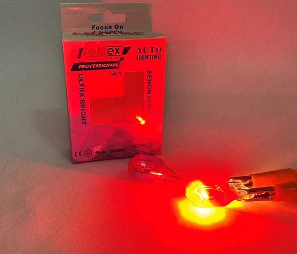 Femex Diadem Kırmızı T20 W21W 7440 7443 Tek Duy Çit Duy Stop Aydınlatma ürün görseli 1