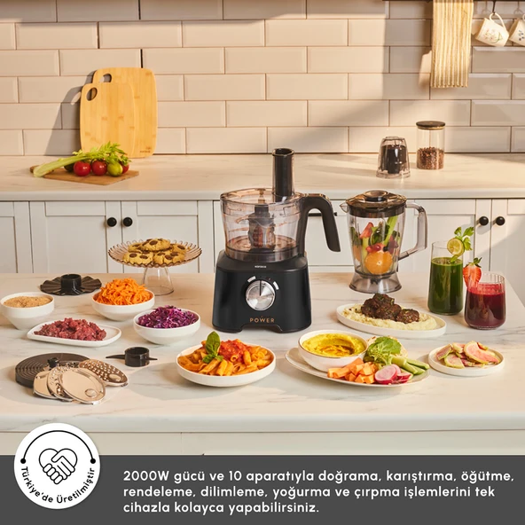Karaca Mastermaid Power Multifunctional 10 in 1 Mutfak Robotu 2000W Black - Resim 3