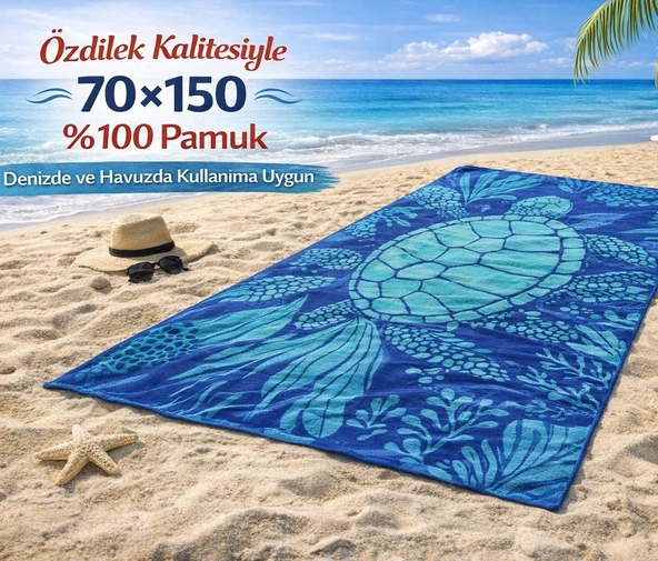 Özdilek Nice Plaj Havlusu (70x150)-Ocean Turtle - Resim 2