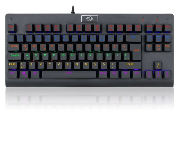 REDRAGON K568R DARK AVENGER RED Rainbow 7 Renk Arka Işıklı Mekanik Gaming RED Switch Türkçe  Klavye ürün görseli 1