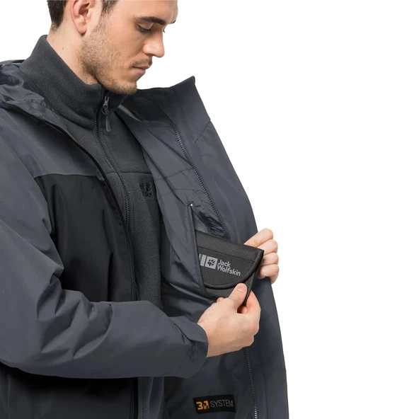 Jack Wolfskin Taubenberg 3IN1 Jacket Mont Antrasit - Resim 3