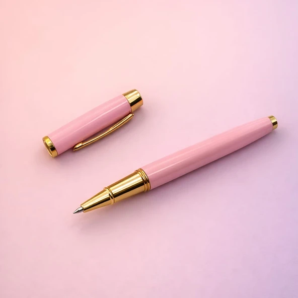 Premium Pembe Metal Roller Kalem - Resim 2
