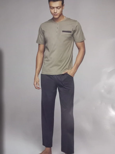 Erkek Kısa Kollu Pijama Takımı Yeşil 2464 ürün görseli 1