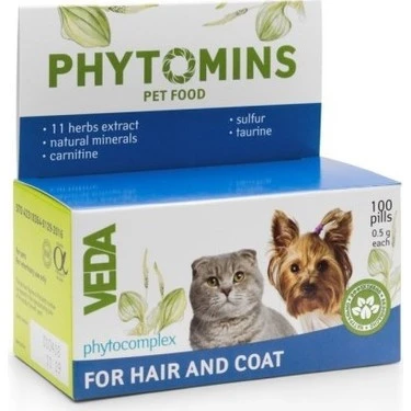 Vedavet Phytomins Hair and Coat Deri ve Tüy Tamamlayıcı Yem - 100 Tablet ürün görseli 1