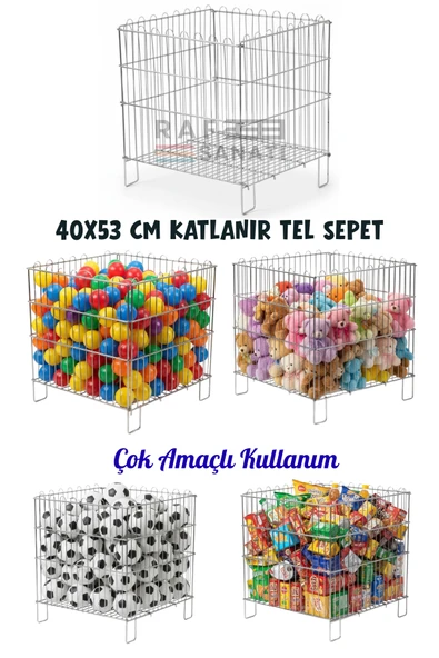 Katlanır Tel Havuz Sepeti 40x53 cm Market ve Mağaza Promosyon Sepeti  Metal Havuz Sepet ürün görseli 1