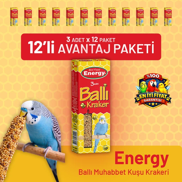 Ballı Muhabbet Kuşu Krakeri 3'lü - 12 Adet ürün görseli 1