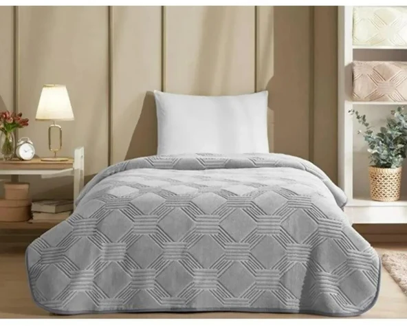 Özdilek Trendy Embos Tek Kişilik Battaniye(155x220)-Art Deco Gri ürün görseli 1