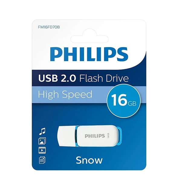 Phılıps 16 Gb Snow Usb2.0 Bellek Mavi/Beyaz Fm16Fd70B/00 ürün görseli 1