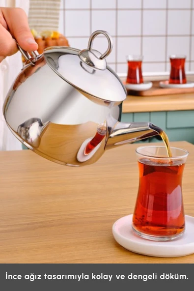 Karaca Belinay Indüksiyon Tabanlı Midi Metal Çaydanlık Üstü (Teşhir) ürün görseli 1