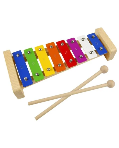 Temel Renkli 8 Nota Bagetli Ahşap Ksilofon 26 cm BY11-23 ürün görseli 1