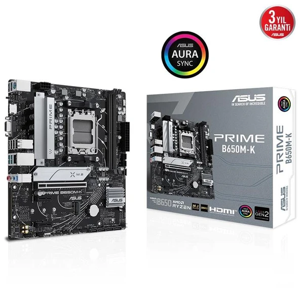 Asus Prıme B650M-K Ddr5 6400+(Oc) Hdmı Vga M.2 Am5 ürün görseli 1