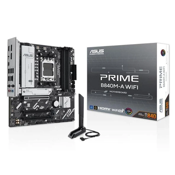 ASUS PRIME B840M-A WIFI 4xDDR5 3x M.2 HDMI 2x DP Type-C WI-FI 6E Bluetooth 5.3 AM5 Soket GAMING Anakart ürün görseli 1