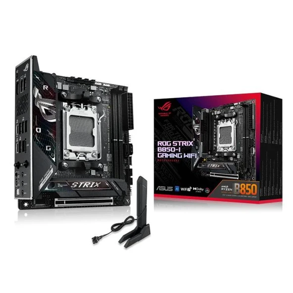 ASUS ROG STRIX B850-I GAMING WIFI AMD B850 AM5 DDR5 6400 DP HDMI 3X M2 USB3.2 WİFİ 6E BT AURA RGB 2.5GBİT LAN ATX ARMOURY CRATE AI SUİTE 3 PCIE SLOT Q RELEASE ürün görseli 1