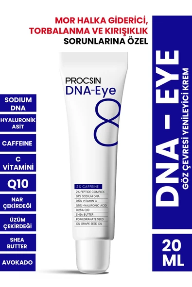 PROCSIN HYDRO SOLUTİON DNA EYE KIRIŞIKLIK VE MOR HALKALARA KARŞI GÖZ ÇEVRESİ YENİLEYİCİ KREM 20 ML ürün görseli 1
