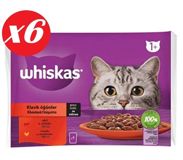 Whiskas Pouch Sos Sığır.Tav Yetiş Kedi Kon. 4x85gr Set 6'lı ürün görseli 1