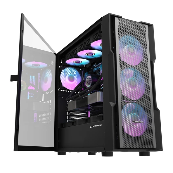 Rampage INFINITY MESH 4*ARGB Fan Manyetik Temperli Camlı E-ATX Mid-T Gaming Oyuncu Kasası ürün görseli 1