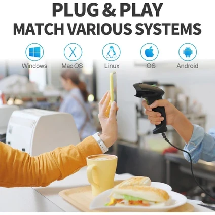 PrimeX Plus Primex X-760H 1d 2d USB Kablolu Karekod Barkod Okuyucu, Standlı USB Kablolu Karekod Okuyucu, Win7/8/10/11 ürün görseli 1
