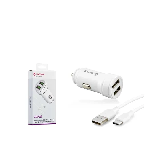 GENAX GNX017 TYPE-C 2USB ARAÇ ŞARJ SET 3.2A 15W ürün görseli 1