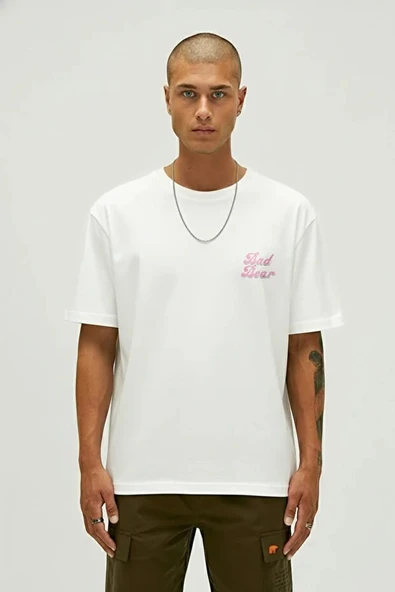 Bad Bear Bad Pınk Erkek Beyaz Tshirt ürün görseli 1