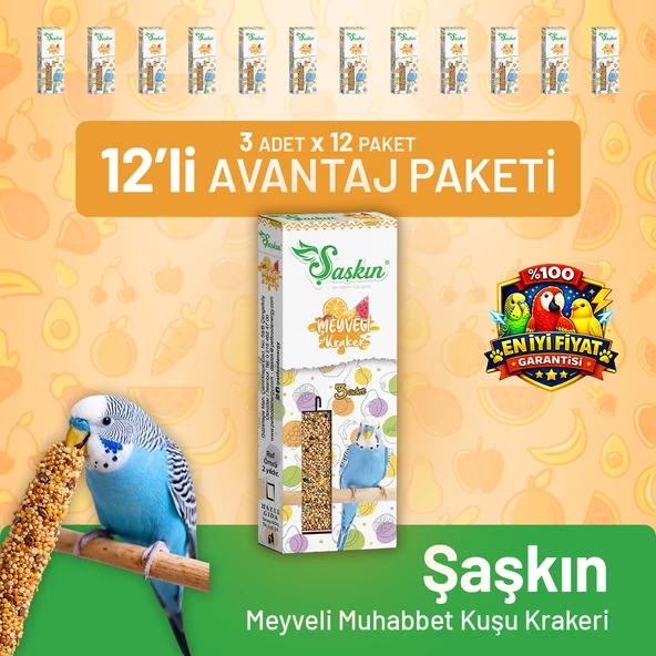 Bird Food Energy Meyveli Muhabbet Kuşu Krakeri 3'lü - 12 Adet ürün görseli 1