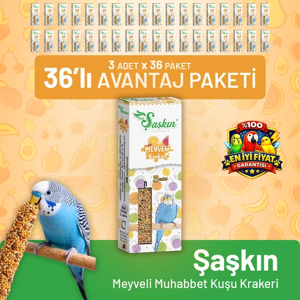 Bird Food Energy Meyveli Muhabbet Kuşu Krakeri 3'lü - 36 Adet ürün görseli 1