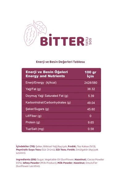 Bitter Tatlı Sosu 330 gr - Waffle & Krep & Pankek Sosu - Resim 5