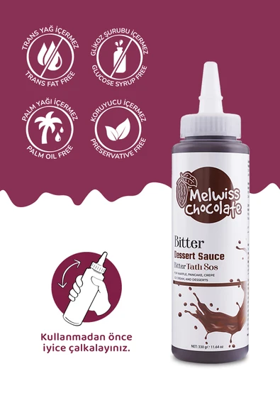 Bitter Tatlı Sosu 330 gr - Waffle & Krep & Pankek Sosu - Resim 2