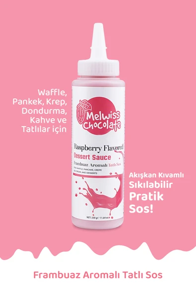 Frambuaz Aromalı Tatlı Sosu 330 gr - Waffle & Krep & Pankek Sosu ürün görseli 1