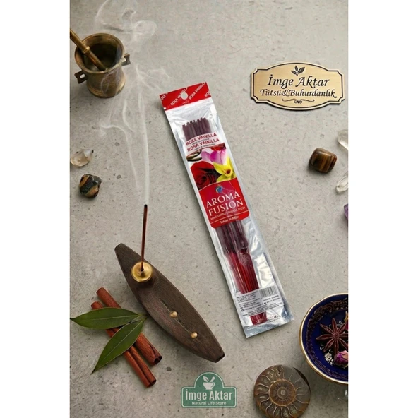 Darshan Aroma Fusion Gül Vanilya (Rose Vanilla) El Yapımı 15 Adet Çubuk Tütsü 28 cm ürün görseli 1