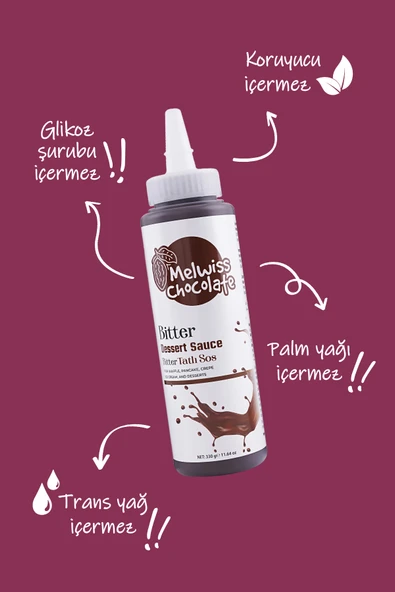 Bitter Tatlı Sosu 330 gr - Waffle & Krep & Pankek Sosu - Resim 4