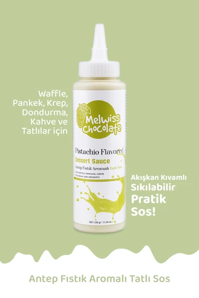 Antep Fıstık Aromalı Tatlı Sos 330 gr - Waffle & Krep & Pankek Sosu ürün görseli 1