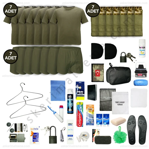Askerimalzeme.com - 7'li Yazlık TAVSİYE Karacı Bedelli Asker Seti Paketi - Asker Kolisi - Askeri Malzeme ürün görseli 1