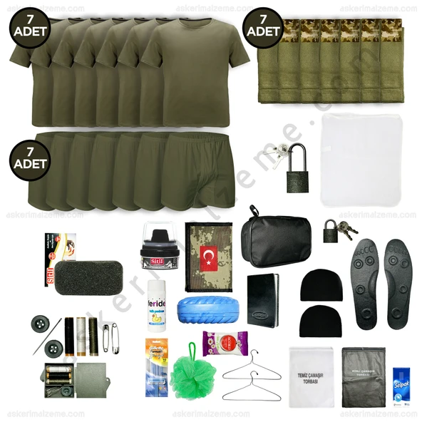Askerimalzeme.com - 7'li Yazlık EKONOMİK Karacı Bedelli Asker Seti - Asker Kolisi - Askeri Malzeme ürün görseli 1