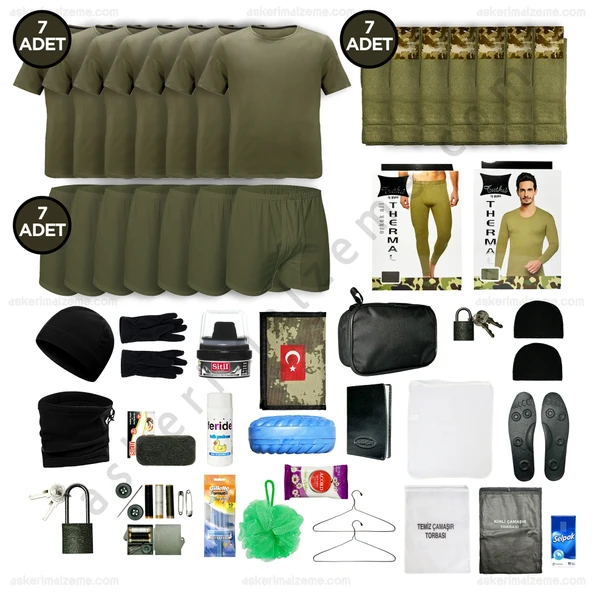 Askerimalzeme.com - 7'li Kışlık EKONOMİK Karacı Bedelli Asker Seti - Asker Kolisi - Askeri Malzeme ürün görseli 1