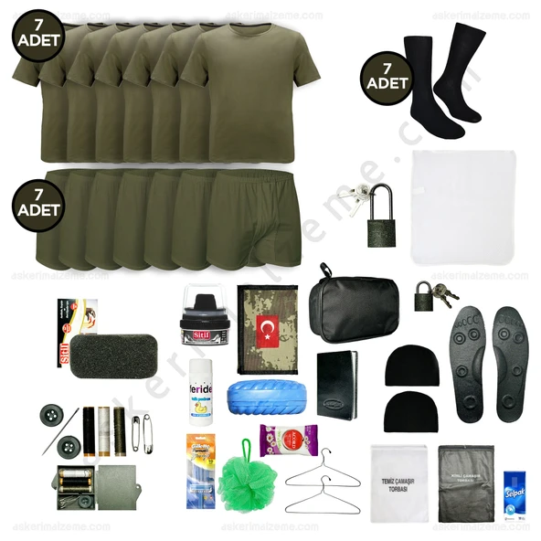 Askerimalzeme.com - 7'li Yazlık EKONOMİK Jandarma Bedelli Asker Seti - Asker Kolisi - Askeri Malzeme ürün görseli 1