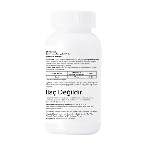 GNC Gentle İron 90 kapsül - Resim 2