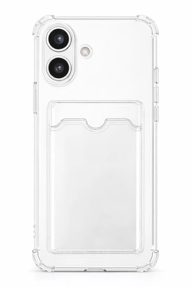 iPhone 16 Kartlıklı Antişok Kılıf Şeffaf ürün görseli 1