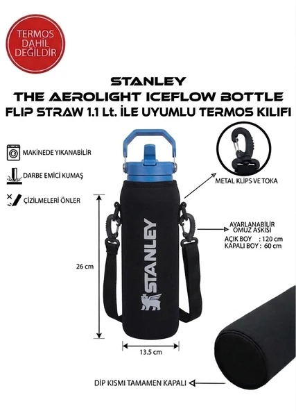 Safir Kamp Stanleye Aerolight  Iceflow Flip Straw 1.1 Lt. ile Uyumlu Omuz Askılı Termos Kılıfı ürün görseli 1