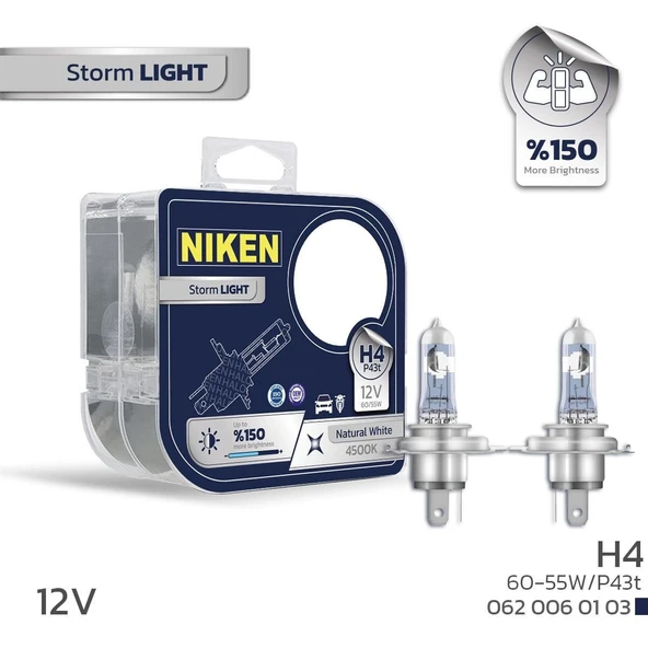 H4 12V 60/55W Halojen Ampul Storm Light P43t Gün Işığı ürün görseli 1