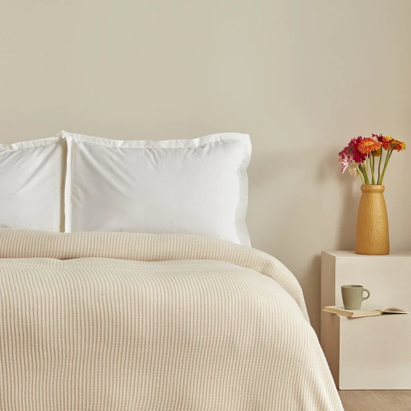 Karaca Home Cool Touch Çift Kişilik Triko Battaniye Bej - Resim 2