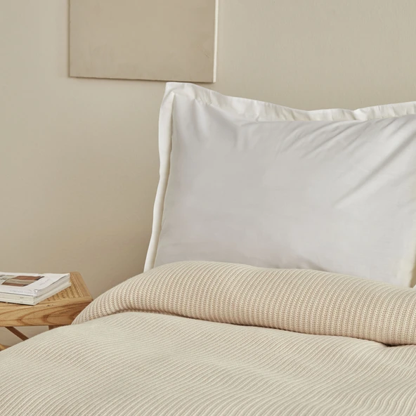 Karaca Home Cool Touch Çift Kişilik Triko Battaniye Bej - Resim 5