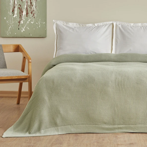Karaca Home Cool Touch Çift Kişilik Triko Battaniye Yeşil - Resim 2