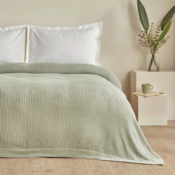 Karaca Home Cool Touch Çift Kişilik Triko Battaniye Yeşil - Resim 3